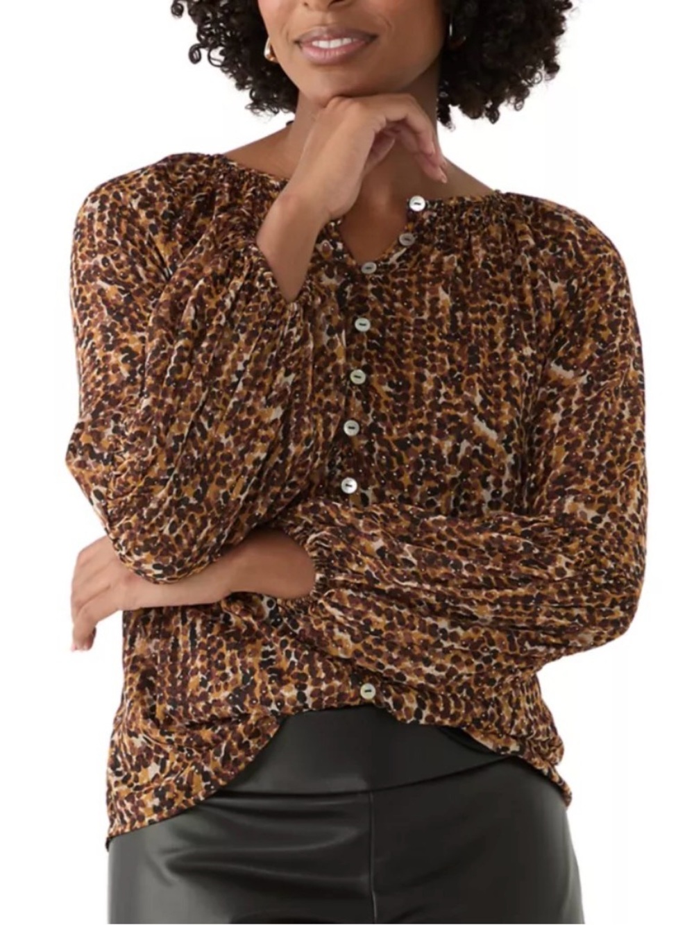 NWT Brown Patterned Flowy Blouse by Fever